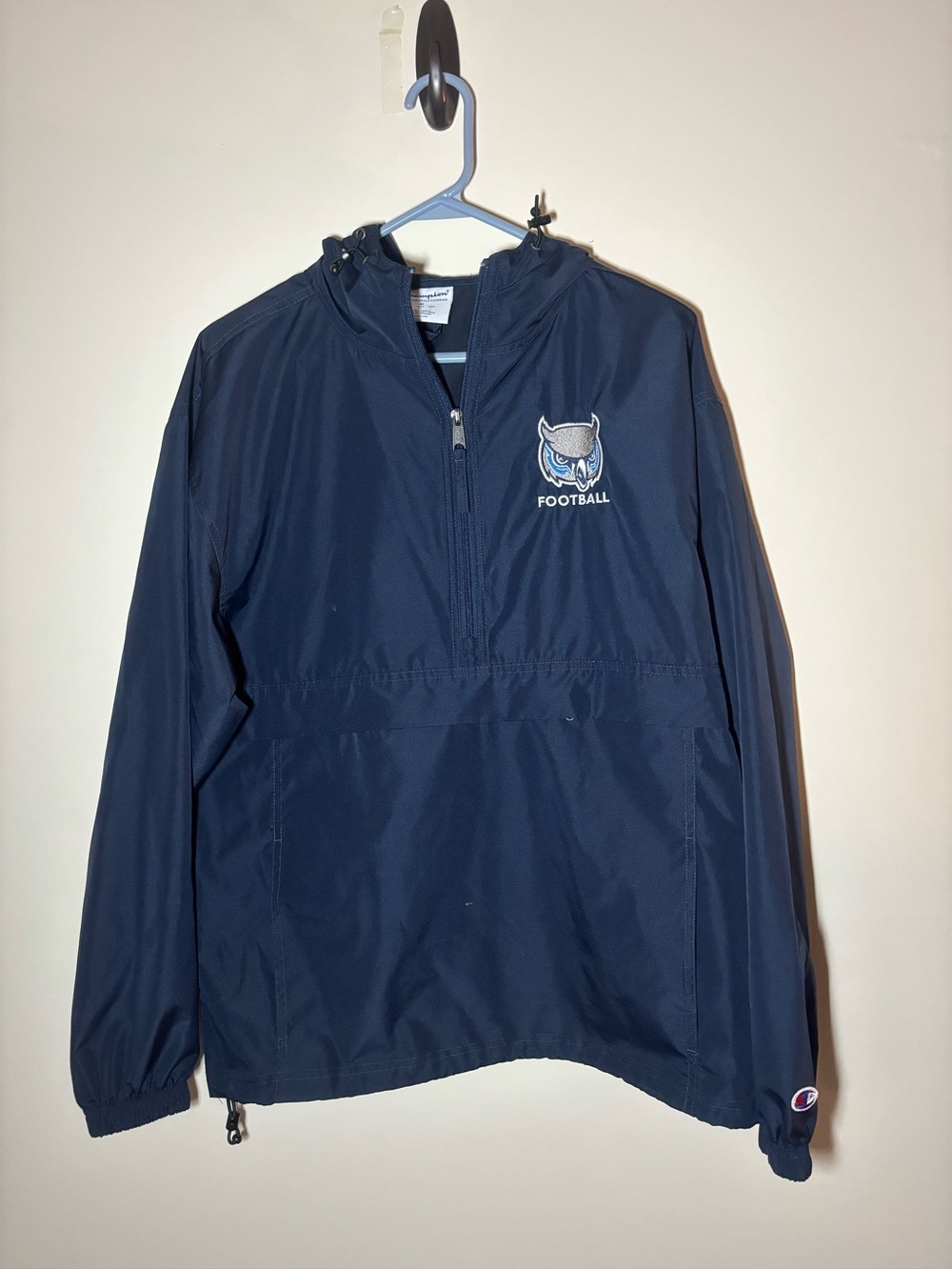 Champion Rice Owls Navy Blue Pullover Football Rain Jacket